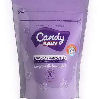 TOALLITAS HUMEDAS CANDY ( LAVANDA ) ( BULTO X 30 ) X 70 U